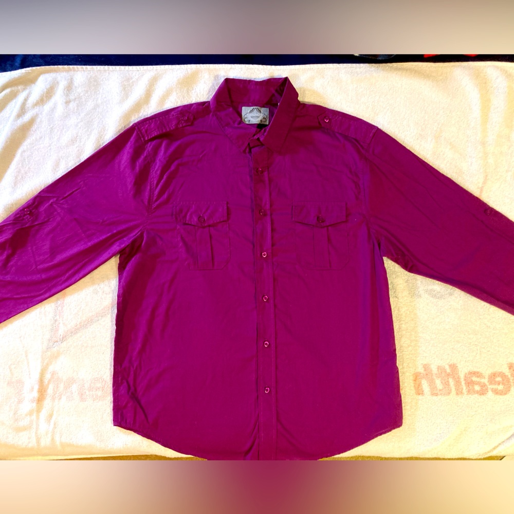 Pre Owned Bruno Long Sleeve Button Down Button Up Casual Shirt, XL, Purple